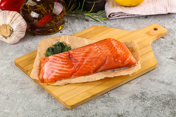Piece of cut salmon fillet