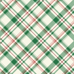 Plaid repeat pattern in beige green red.Checkered tartan gingham seamless pattern for Christmas and winter.Geometric graphic vector illustration background design for fabric and prints.