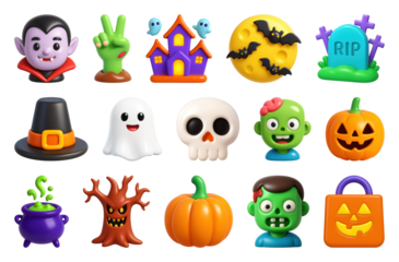Colorful Halloween cartoon icons