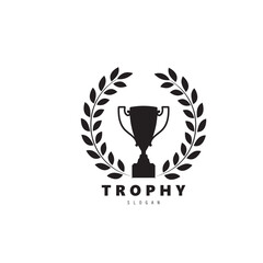Trophy champions with start logo icon design vector illustration, For Award Winner, champions, tournament.