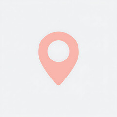 Fototapeta premium Minimalist pink location pin icon on a clean white background, conceptually representing a point of interest, navigation, or destination marker for digital maps and graphic design projects