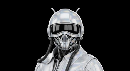 Futuristic Robot Pilot in a Holographic Suit
