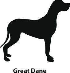 Great dane dog giant breed silhouette in elegant standing profile for branding and apparel
