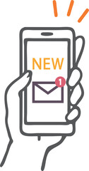 メールが届いたスマートフォンのシンプルベクターイラスト素材