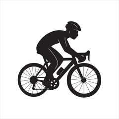Obraz premium Bicyclist riding their bike and wearing a safety helmet in silhouette