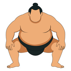 Cartoon Sumo Athlete Professional Simple Logo Design Icon Digital