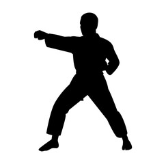 Cartoon Silhouette Men Practice Karate Simple Logo Design Icon Digital