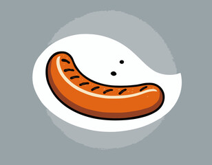comic style grilled sausage illustration for graphic design