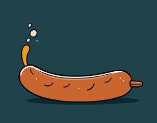 comic style grilled sausage illustration for graphic design