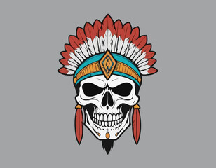 indian warrior skull vector art comic style
