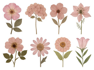 Vintage pink floral illustrations collection.