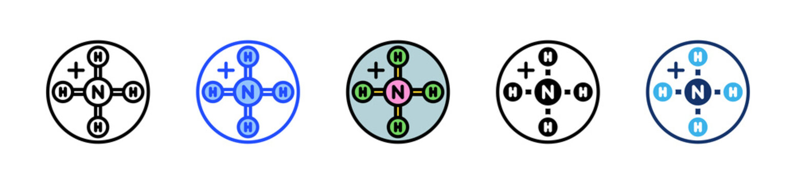 Nh4+ Ion Icon Collection With Multiple Styles