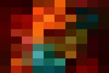Abstract Pixelated Mosaic of Red Orange and Teal gradient