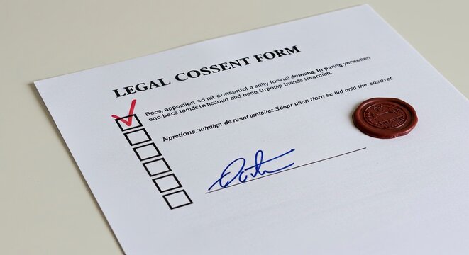 Legal Consent Form with Signature and Official Wax Seal