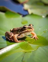 Obraz premium A frog resting on a lily pad
