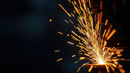 Abstract close-up of glowing sparks in metalworking, highlighting industrial energy and craftsmanship.