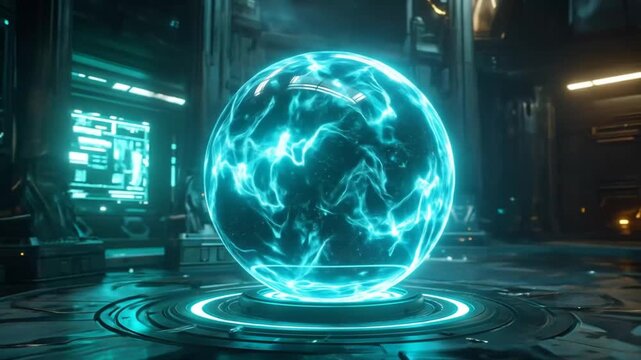 Futuristic Energy Sphere in Sci-Fi Environment