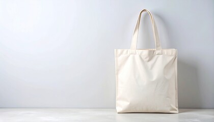 Off-White Tote Bag on Beige Background