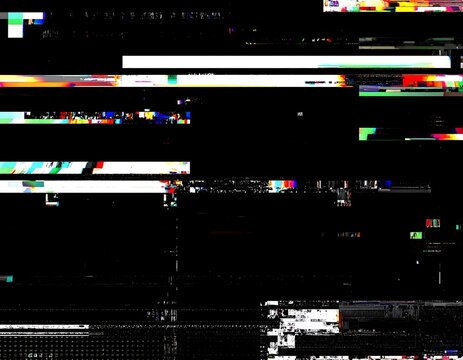 Abstract digital glitch art with vibrant color artifacts and pixelated lines