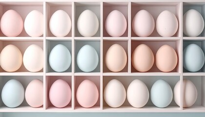 Pastel Eggs in White Organizer