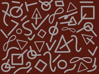 Modern grey doodle style. Illustrations of squares, lines, circles, and curves. line doodle seamless pattern.