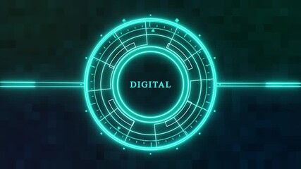 A mesmerizing animation featuring a vibrant pink neon circle pulsating against a dark backdrop, evoking a sense of futuristic technology and digital artistry