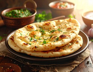 Delicious Garlic and Herb Flatbread, a Staple of Indian Cuisine