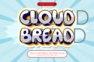 Editable text effect- cloud bread food and beverages premium font style