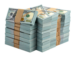 Bundled Hundred Dollar Notes in Stacks, Financial Success Representation PNG