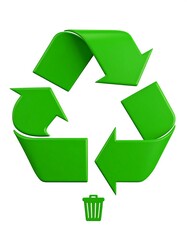 Obraz premium Green recycle symbol with trash can