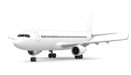 Obraz premium Modern white jetliner isolated on a pure white background