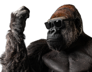 Cartoon Gorilla with Sunglasses Doing Shaka Sign, Fun Modern PNG