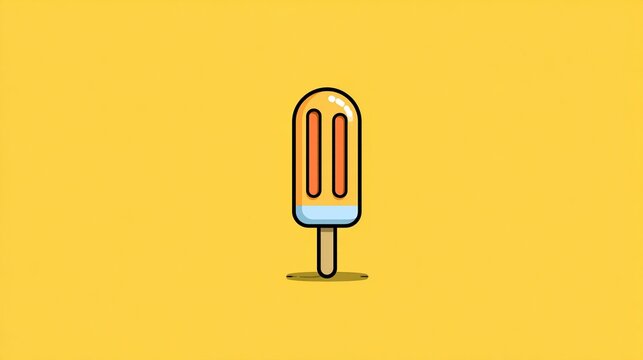 Simple, cartoon-style illustration of an orange popsicle on a mustard-yellow background