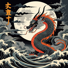 Obraz premium Japanese tattoo art dragon vector