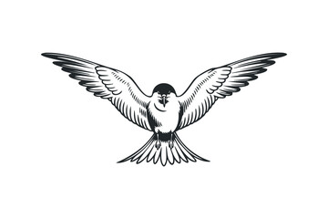 Obraz premium Stylized black bird in flight. Vector hand drawn