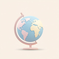 Stylized Globe Illustration A Pastel-Colored Earth in a Minimalist Design