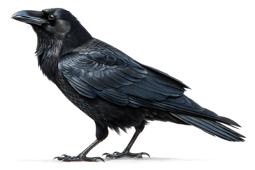 Detailed Raven Portrait Standing Proudly on Transparent Background