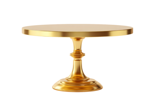 a gold table with a round top