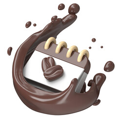 3D coffee calendar schedule splash caffeine icon design