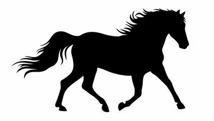 Elegant black silhouette of a powerful horse running wild, perfect for equestrian designs or branding
