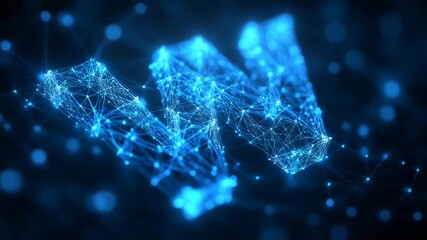 Abstract Blue Digital Network with Interconnected Nodes and Glowing Light. - Powered by Adobe