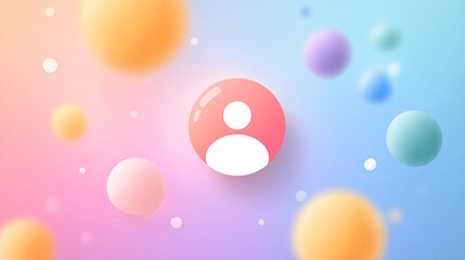 Colorful Abstract Background With Playful Shapes and a Central User Icon on a Soft Gradient