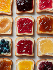 Pattern of Jelly and spreads on slices of bread / toast