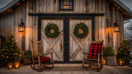 Rustic Christmas Barn With Holiday Decor