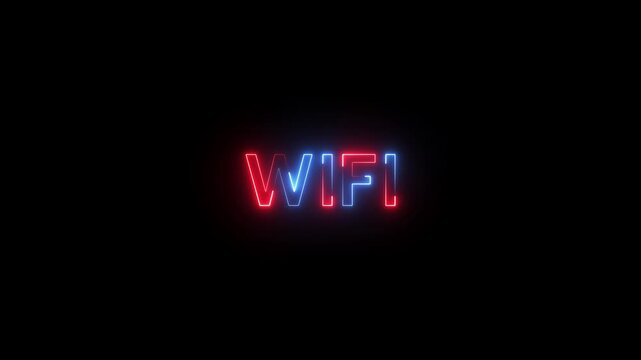 Glowing neon WIFY Text Animation. Alpha matte with black background 4K resolution.
