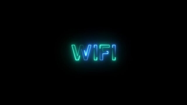 Glowing neon WIFY Text Animation. Alpha matte with black background 4K resolution.