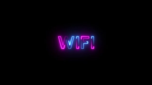 Glowing neon WIFY Text Animation. Alpha matte with black background 4K resolution.