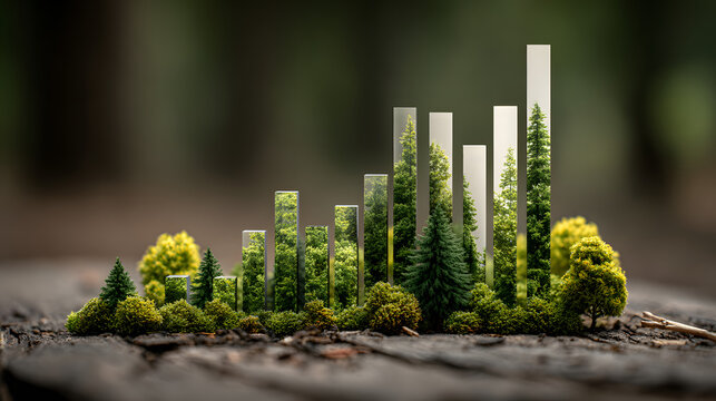 analysis of green investment banking charts with bar charts demonstrating eco-friendly stock market trends showcasing financial growth and sustainability