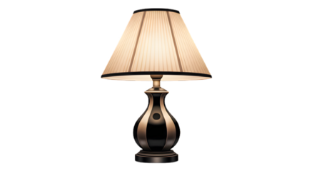 Elegant Table Lamp with Pleated Shade on Black Background