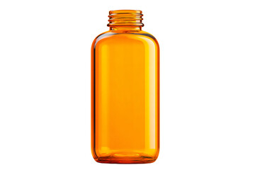 a bottle of orange liquid on a white background